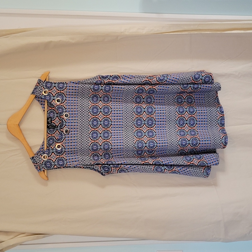 Blue Bohemian Sleeveless Tunic Top